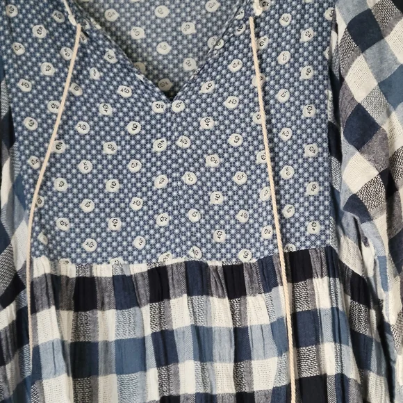 umgee blue and white dress Abstract Print Midi Dress (Blue Mix